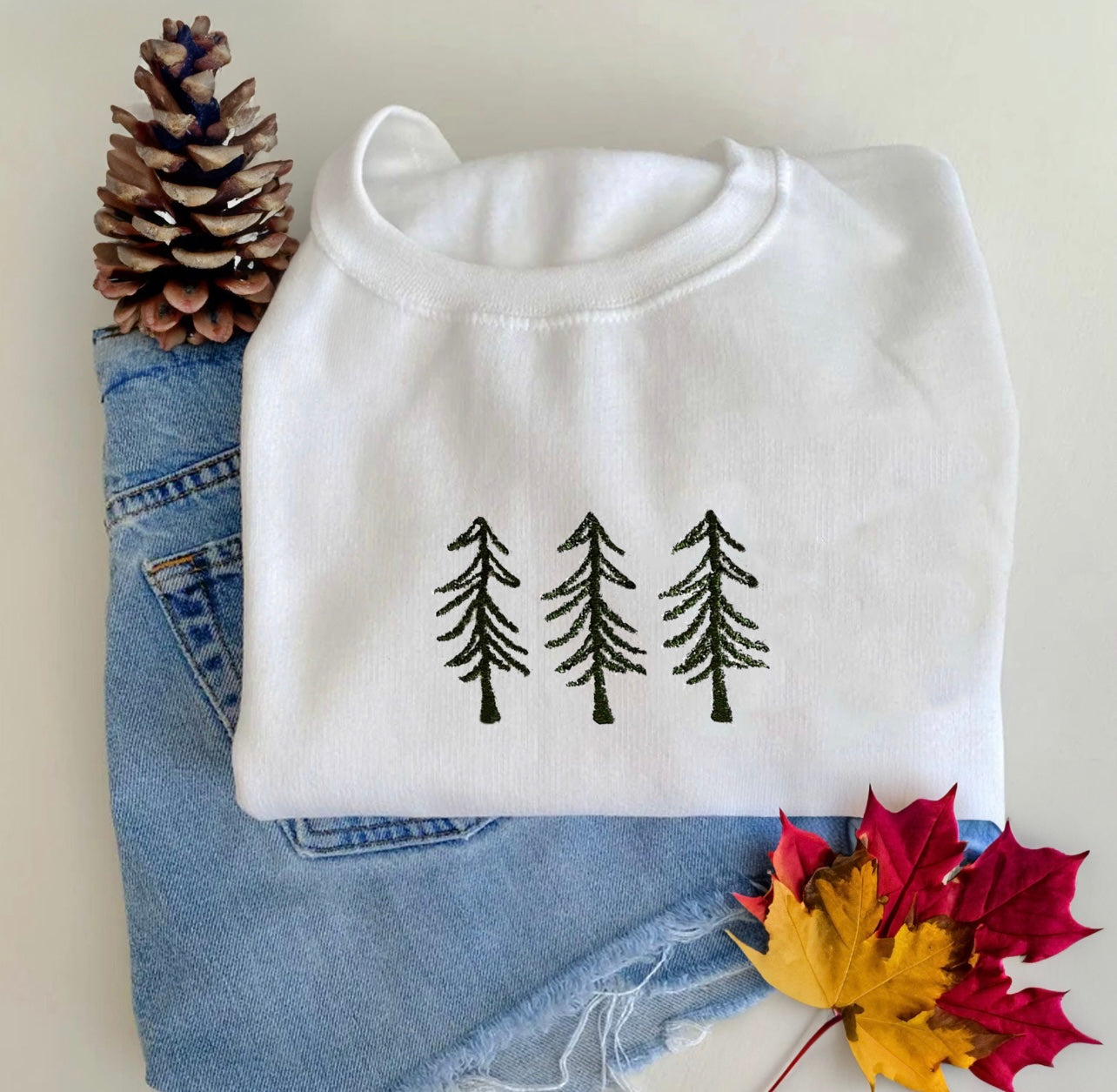 Pine Tree Embroidered Sweatshirt